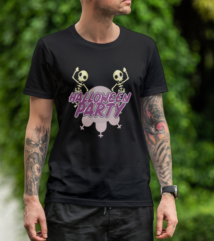 Halloween Skeleton Party Fun With Dancing Icons T-Shirt