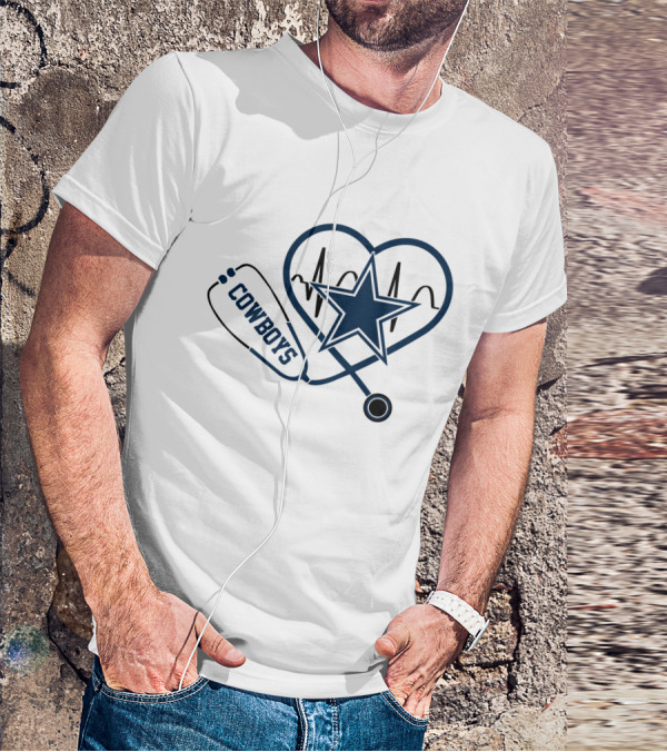 Cowboys Heartbeat Stethoscope Star T-Shirt