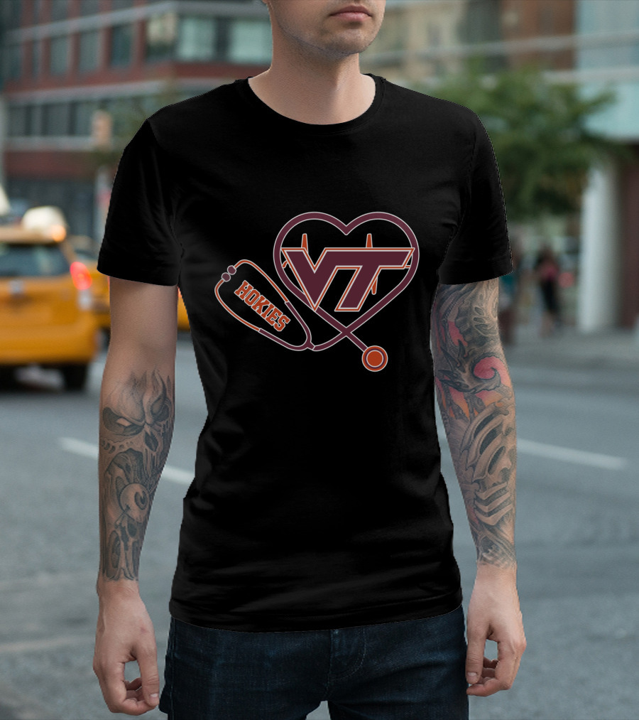 VT Hokies Heart Stethoscope T-Shirt