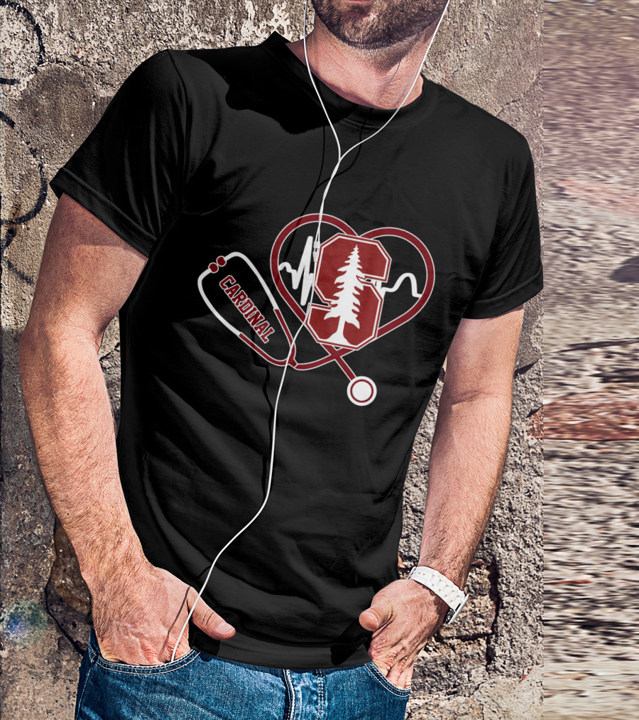 Stanford Cardinal Medical Stethoscope Heartbeat T-Shirt