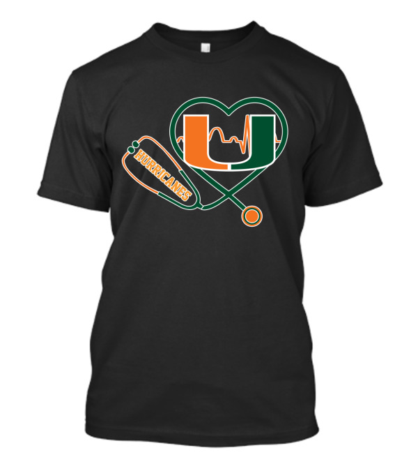 Miami Hurricanes Heartbeat Stethoscope U T-Shirt