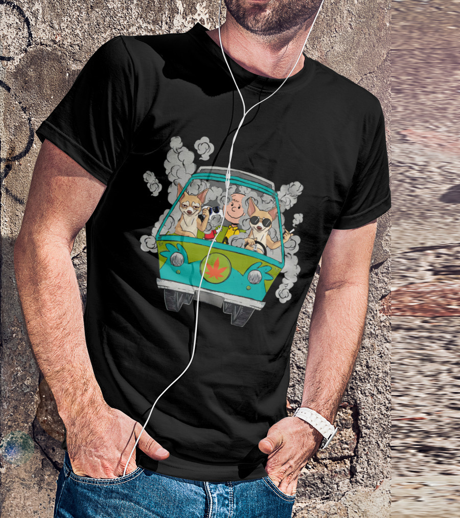 Chihuahua Ds0 Charlie Brown Driving Green Van Smoke T-Shirt
