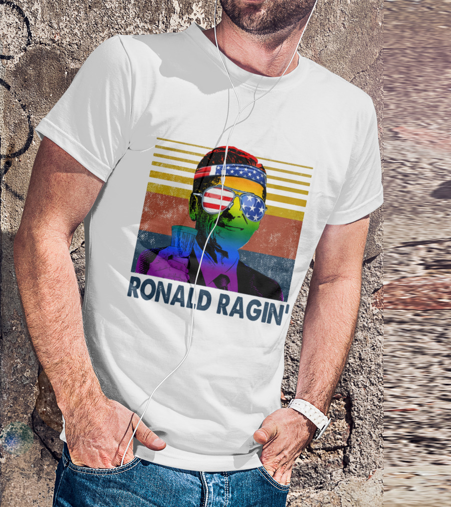 Ronald Ragin Rainbow Americana Bandana Sunglasses Flag Stripes T-Shirt
