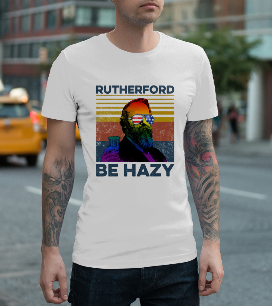 Rutherford Be Hazy Patriotic Sunglasses with Drink T-Shirt