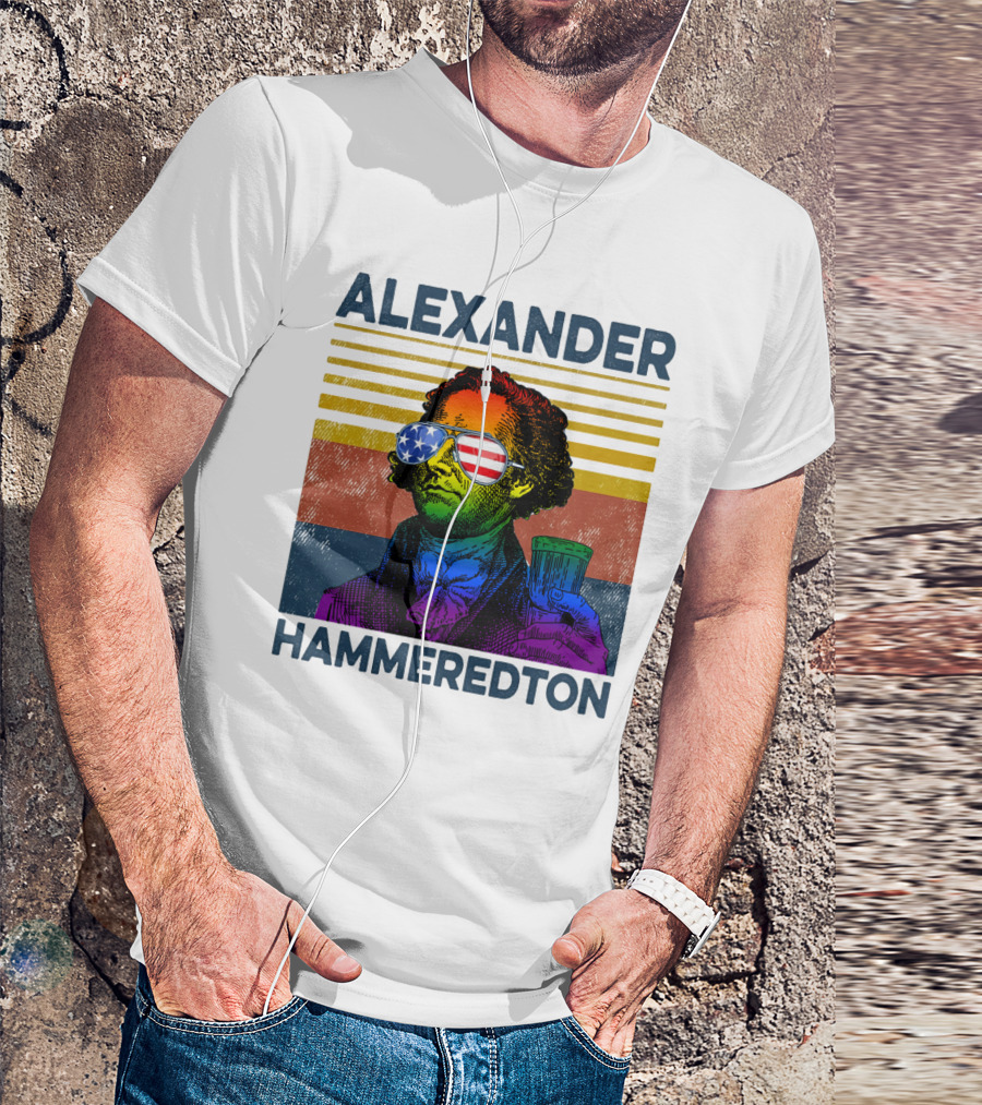 Alexander Hammeredton American Flag Sunglasses Beer Drink T-Shirt