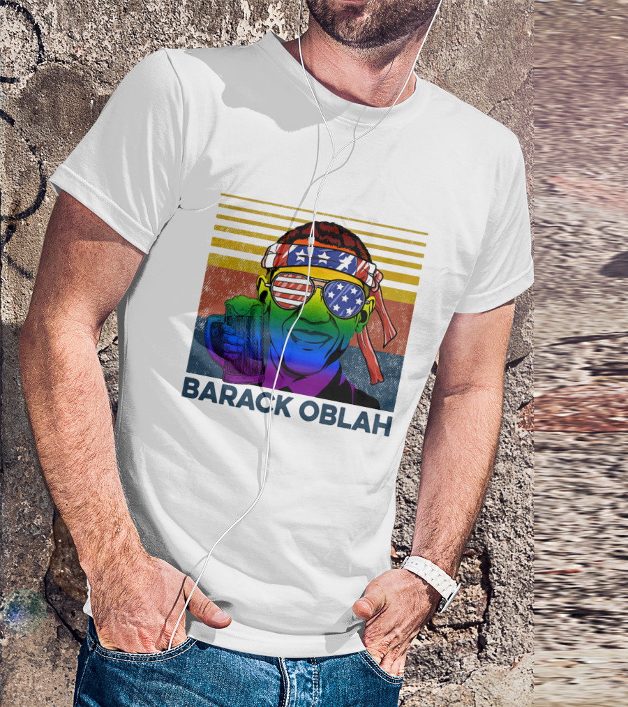 Barack Oblah Patriotic Headband Rainbow Sunglasses Beer Mug T-Shirt