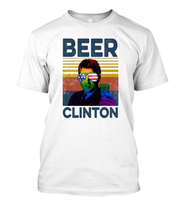Beer Clinton Stars And Stripes Sunglasses Retro Drink T-Shirt
