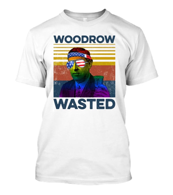 Woodrow Wasted American Flag Sunglasses Beer T-Shirt