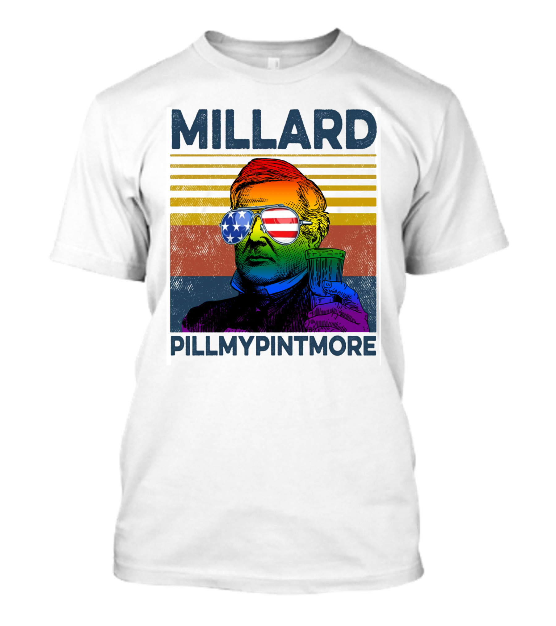 Millard Pillmypintmore Rainbow Flag American Sunglasses Beer T-Shirt