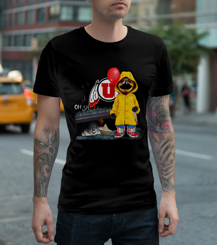 Utah Utes Oh Shh Pennywise Yellow Raincoat Red Balloon T-Shirt