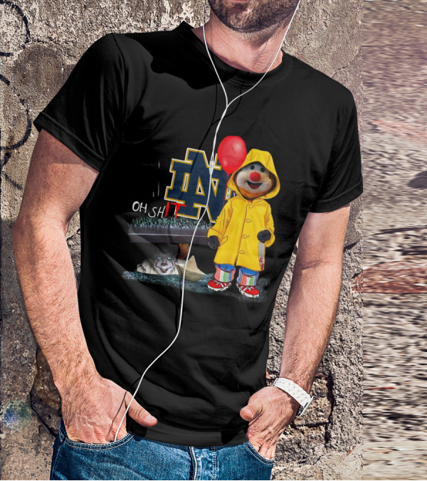 Notre Dame Fighting IrishDs Pennywise Clown Mashup Oh Shit Balloon T-Shirt