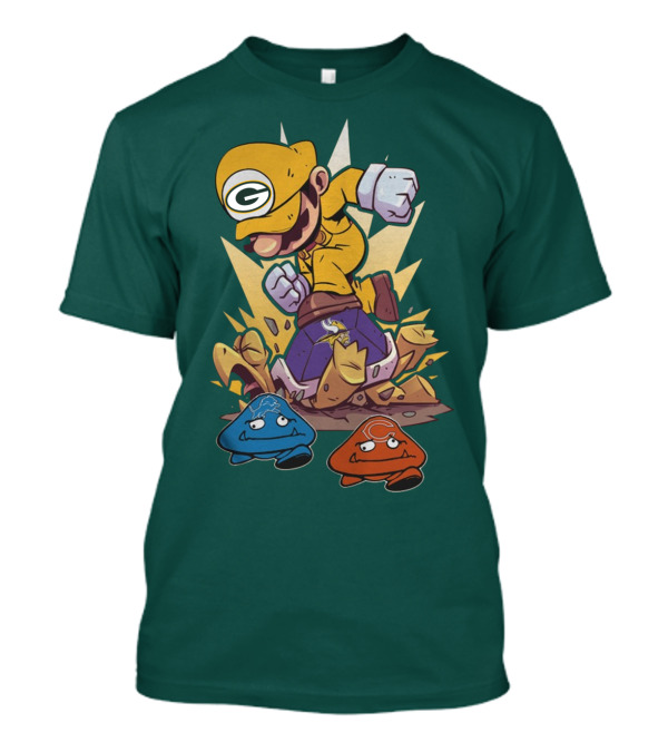 Green Bay Packers Mario Jumping On Minnesota Vikings Goombas T-Shirt