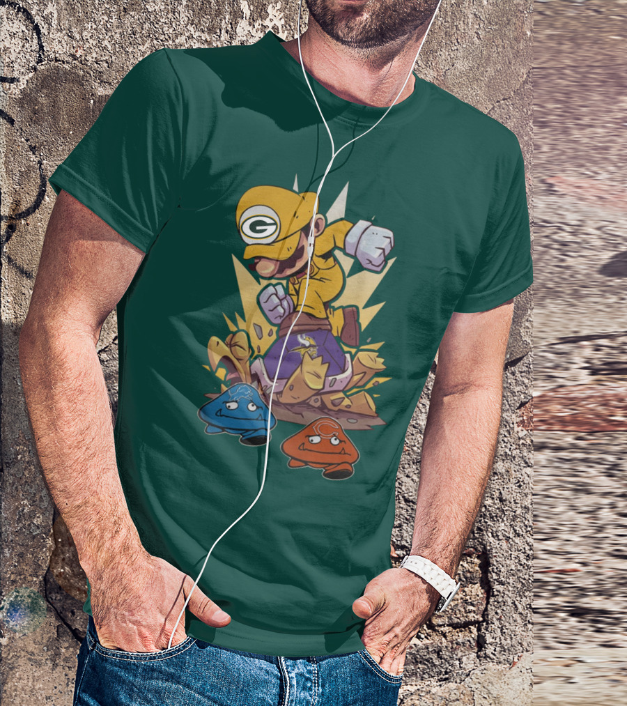 Green Bay Packers Mario Jumping On Minnesota Vikings Goombas T-Shirt