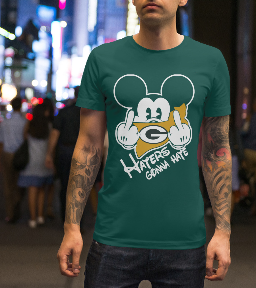 Packers Logo With Mouse Ears And Haters Gonna Hate T-Shirt