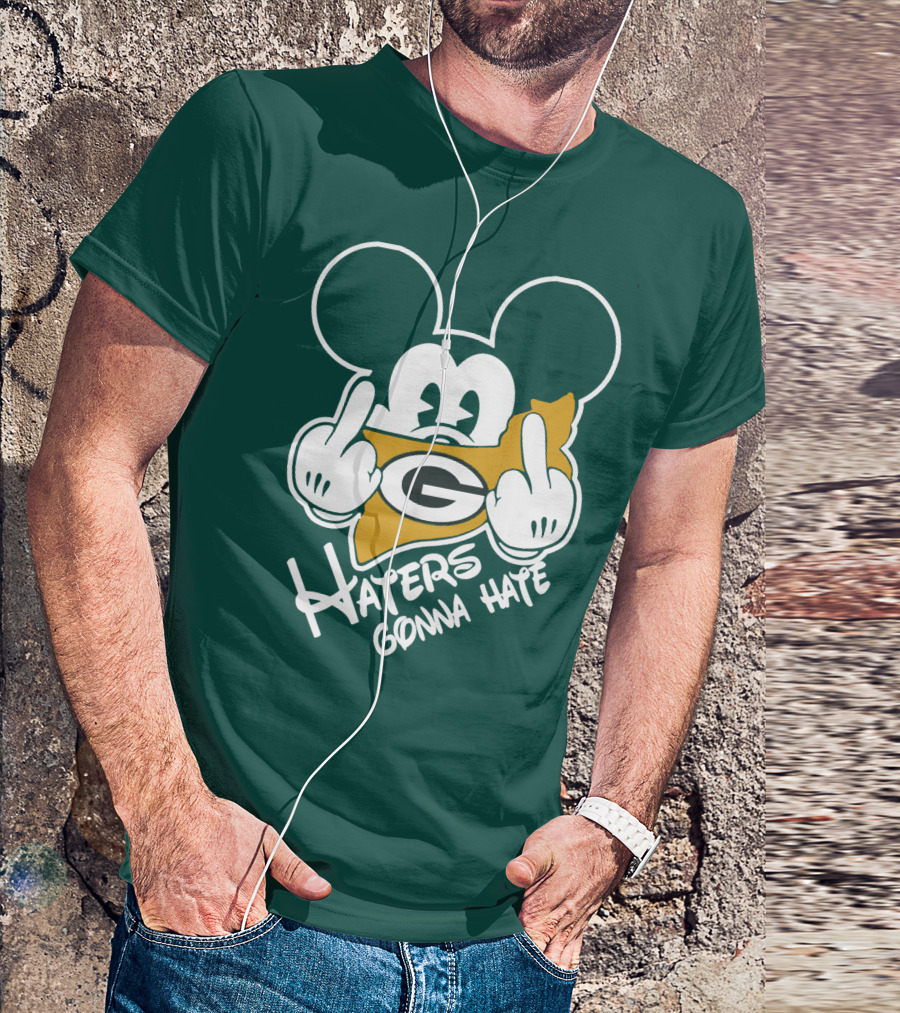 Packers Logo With Mouse Ears And Haters Gonna Hate T-Shirt