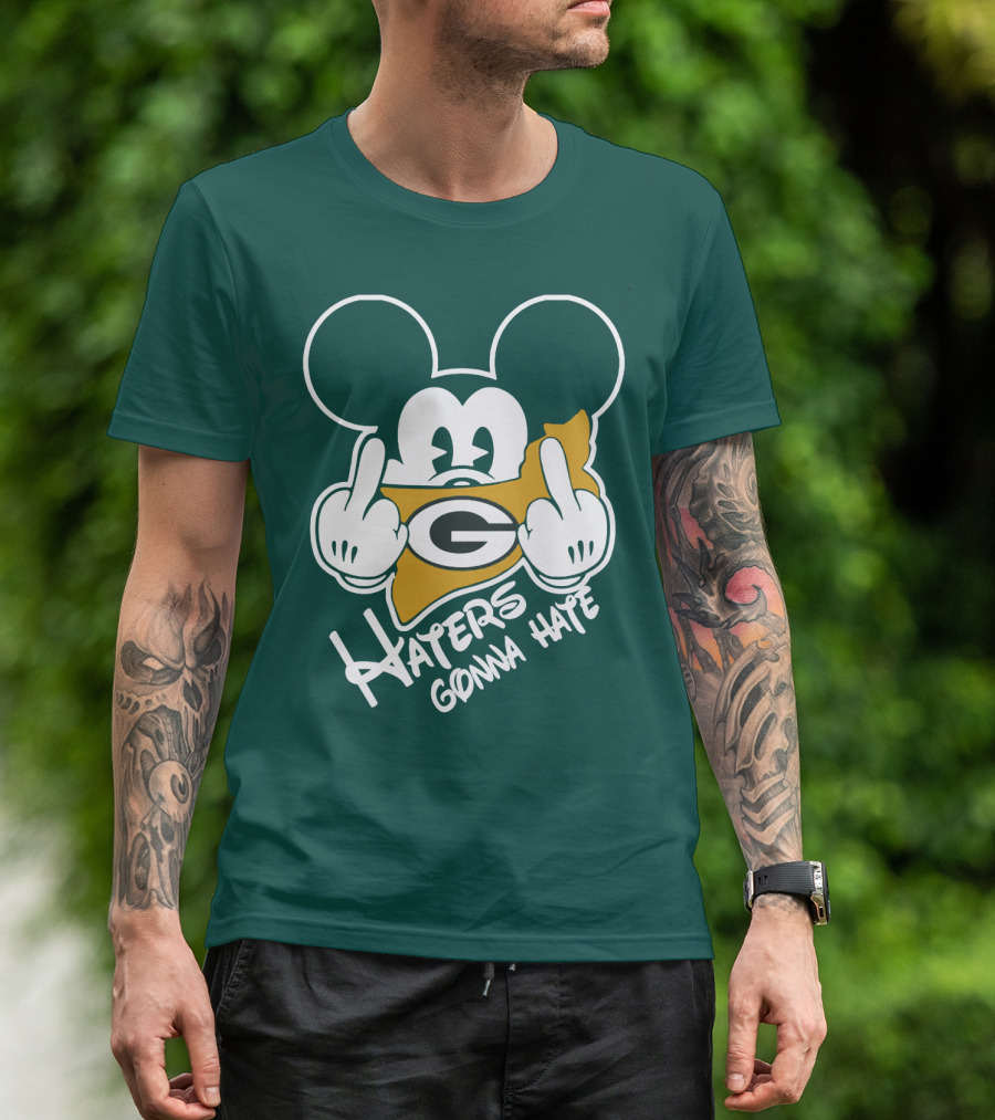 Packers Logo With Mouse Ears And Haters Gonna Hate T-Shirt