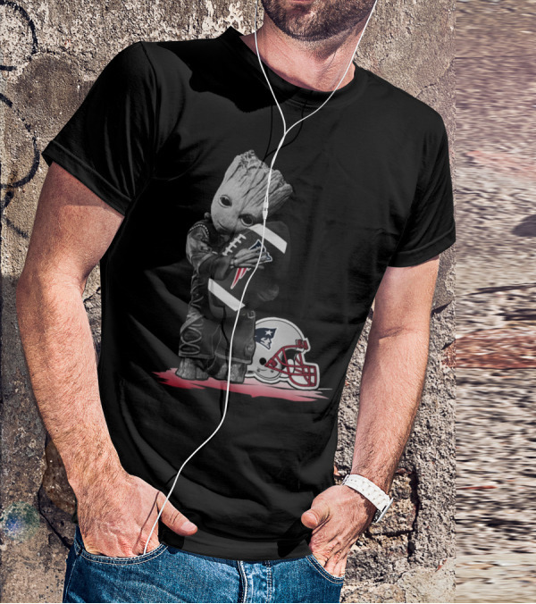 New England Patriots Groot Hugging Football With Team Helmet T-Shirt