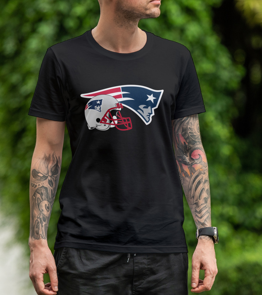 New England Patriots Helmet And Logo Patriots Football Team T-Shirt