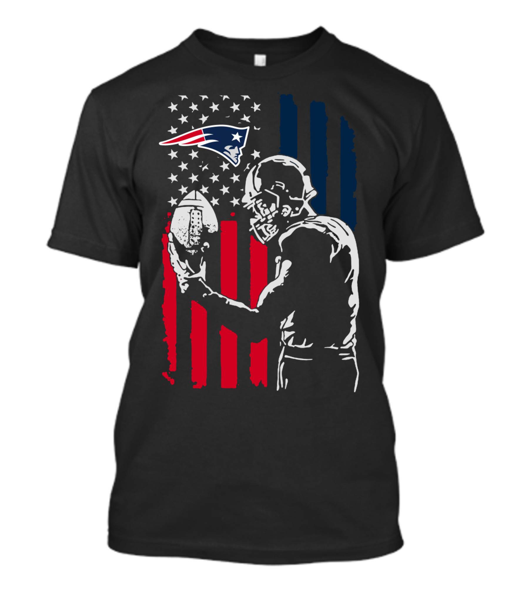 New England Patriots American Flag Football Player Nfl T-Shirt