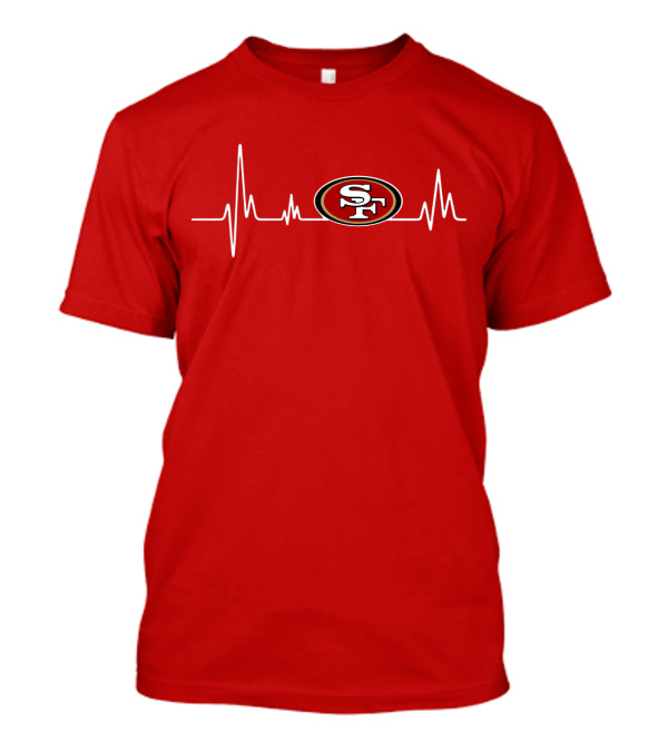 San Francisco 49ers Heartbeat Logo Red T-Shirt