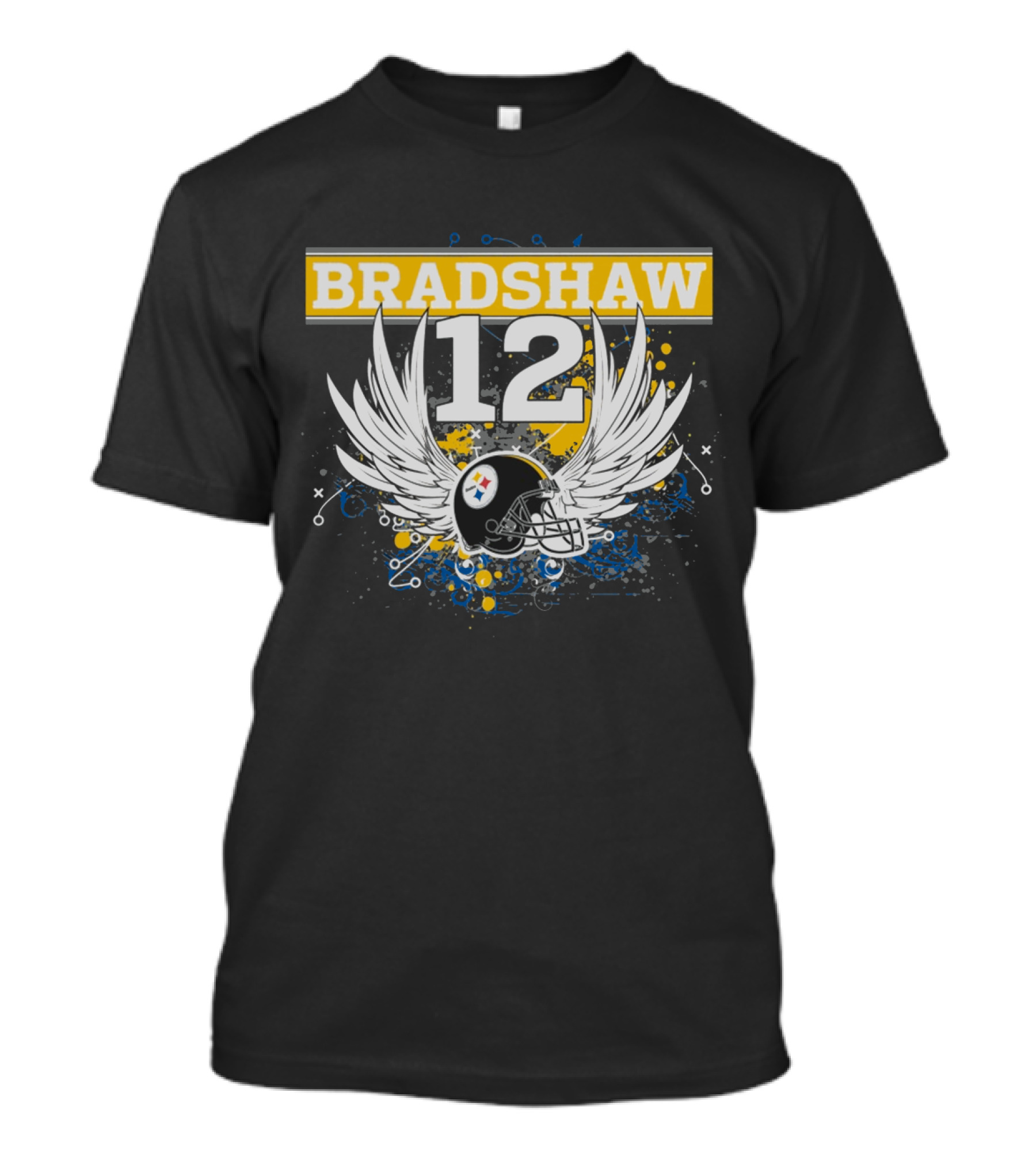 Bradshaw 12 Pittsburgh Steelers Helmet With Wings T-Shirt