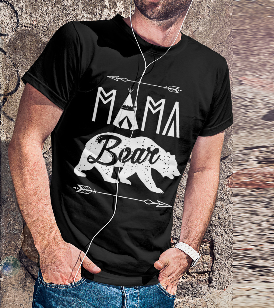 Mama Bear Family Matching Couple Teepee Arrow T-Shirt