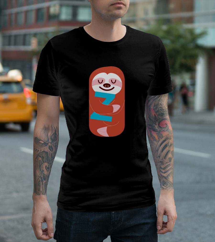 The Slothful One Peaceful Sleep with Z's Hugging Cartoon Sloth T-Shirt