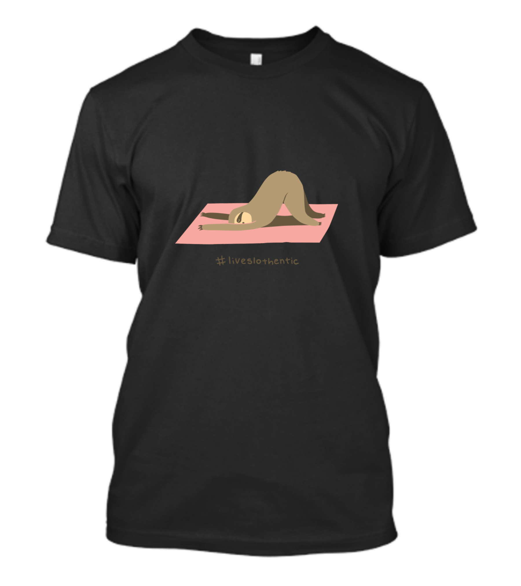 Liveslothentic Yoga Pose Sloth On Pink Mat T-Shirt
