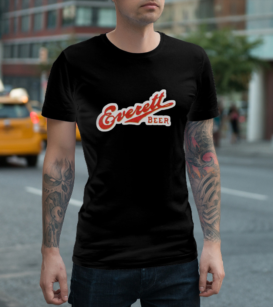 Everett Beer Script Sticker Style Vintage Vibe T-Shirt