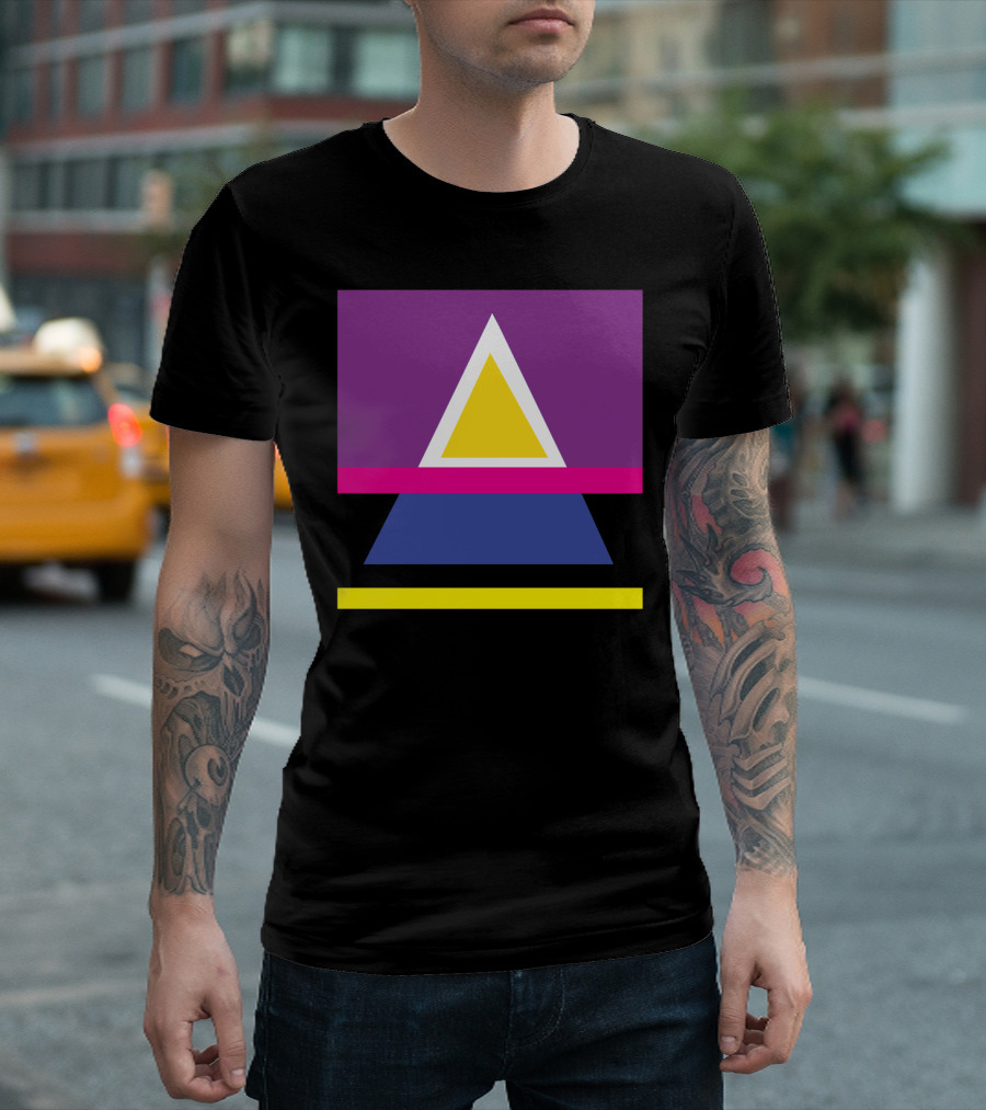 Colorful Geometric Triangle Dalliance With Purple Yellow Blue And Pink Shapes T-Shirt