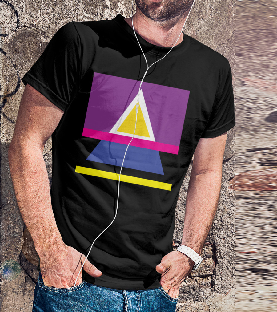Colorful Geometric Triangle Dalliance With Purple Yellow Blue And Pink Shapes T-Shirt