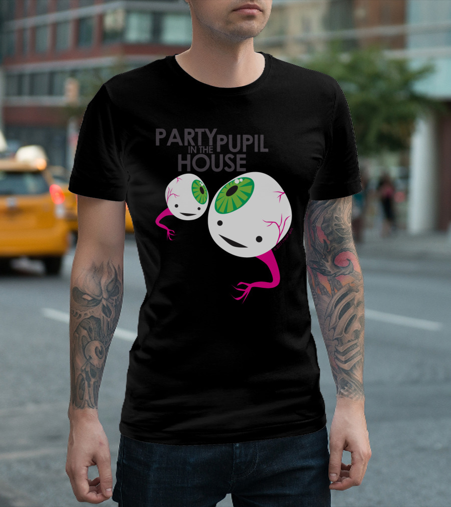 Eyeball Party Pupil In The House Floating Green Eye Creatures T-Shirt
