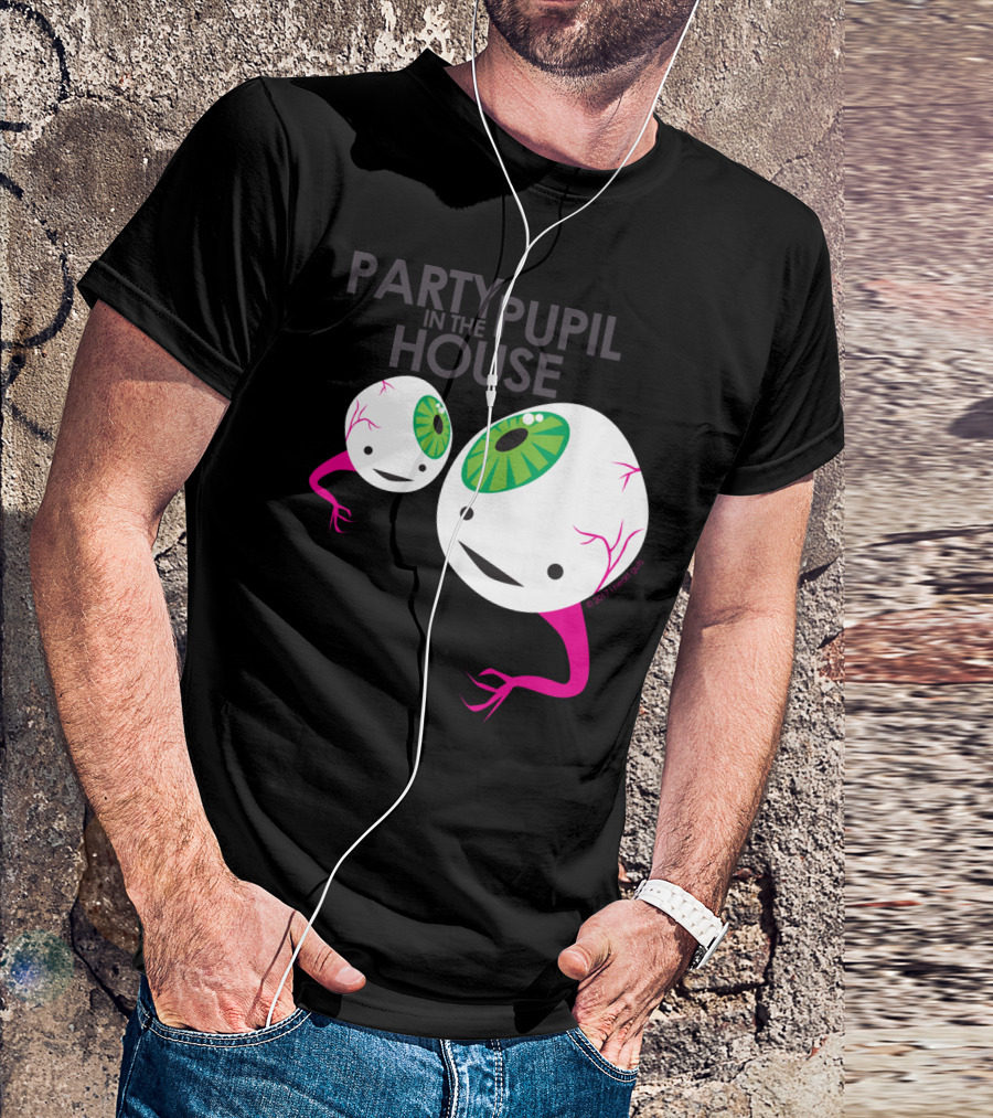 Eyeball Party Pupil In The House Floating Green Eye Creatures T-Shirt