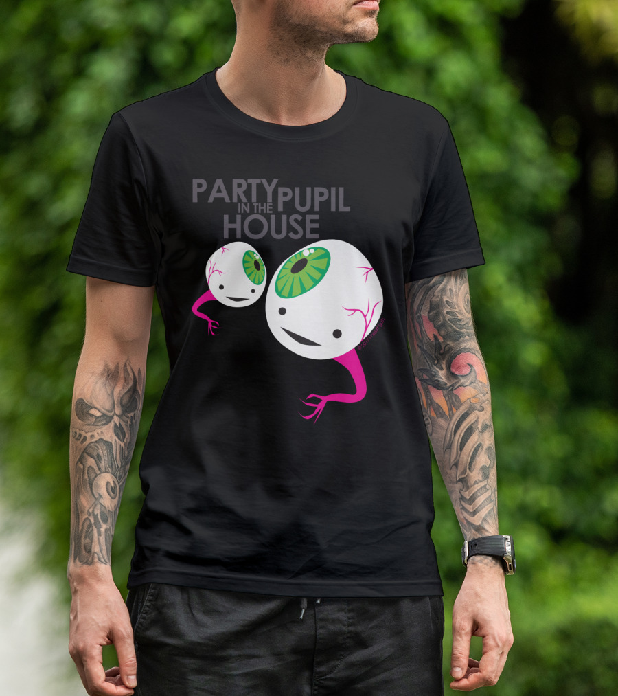 Eyeball Party Pupil In The House Floating Green Eye Creatures T-Shirt