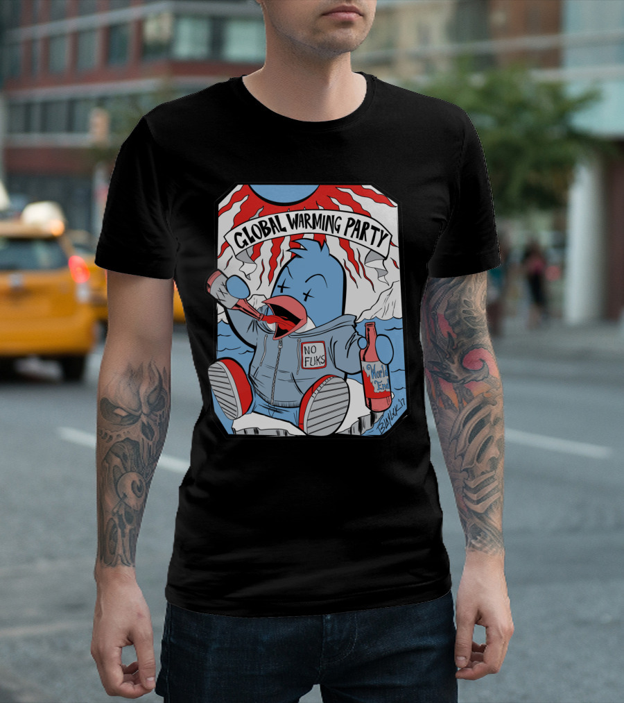 Global Warming Party No Fuks World End Character T-Shirt