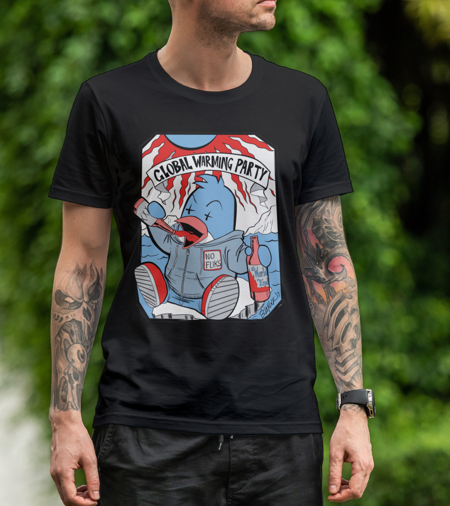Global Warming Party No Fuks World End Character T-Shirt