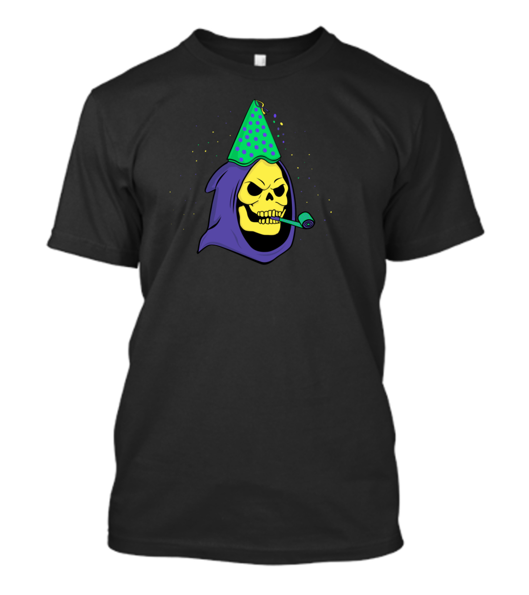 Skull Party With Polka Dot Party Hat And Purple Cloak T-Shirt