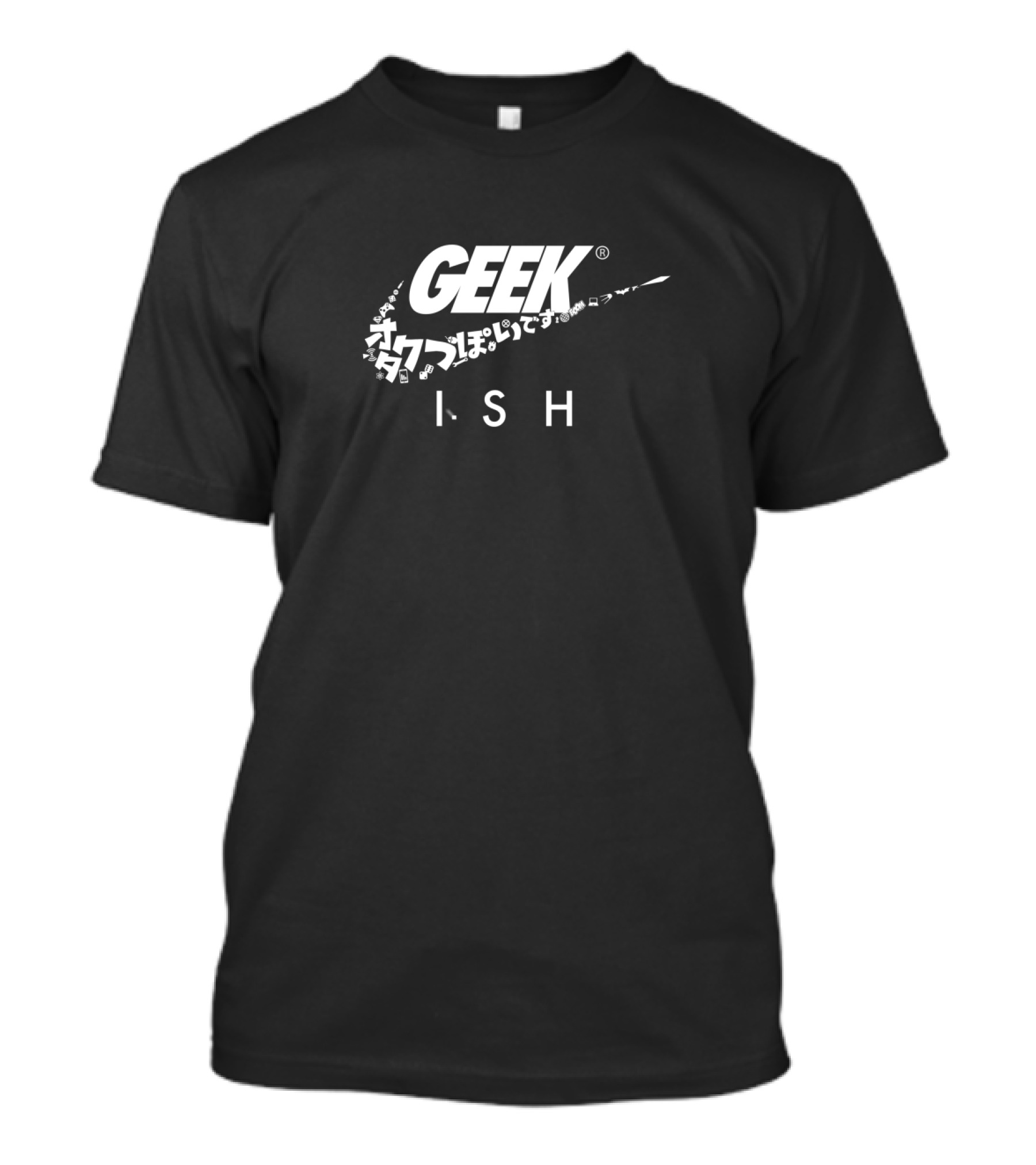 GEEKISH Swoosh Parody With Japanese Text Elements T-Shirt