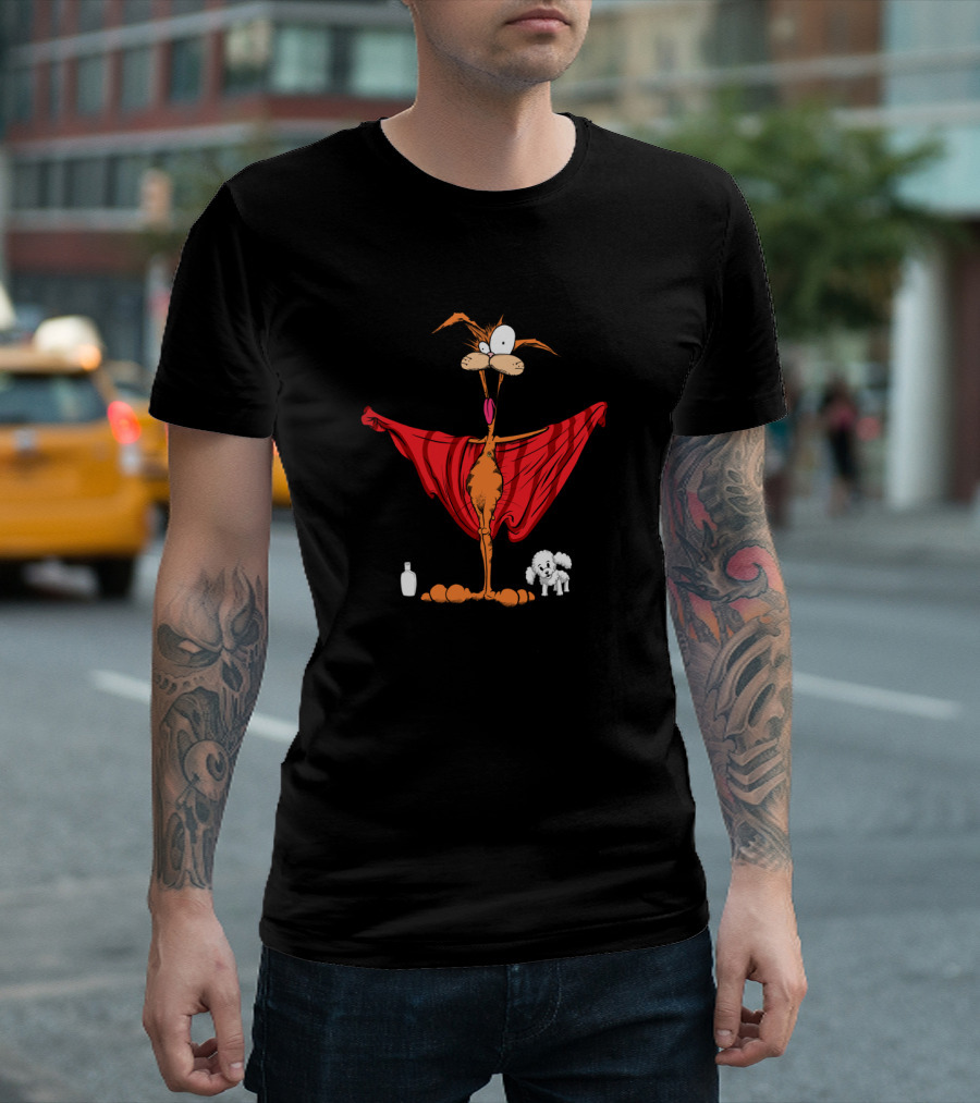 Buffalo Bill the Cat Comic Strip Style with Red Cape and Small Dog T-Shirt