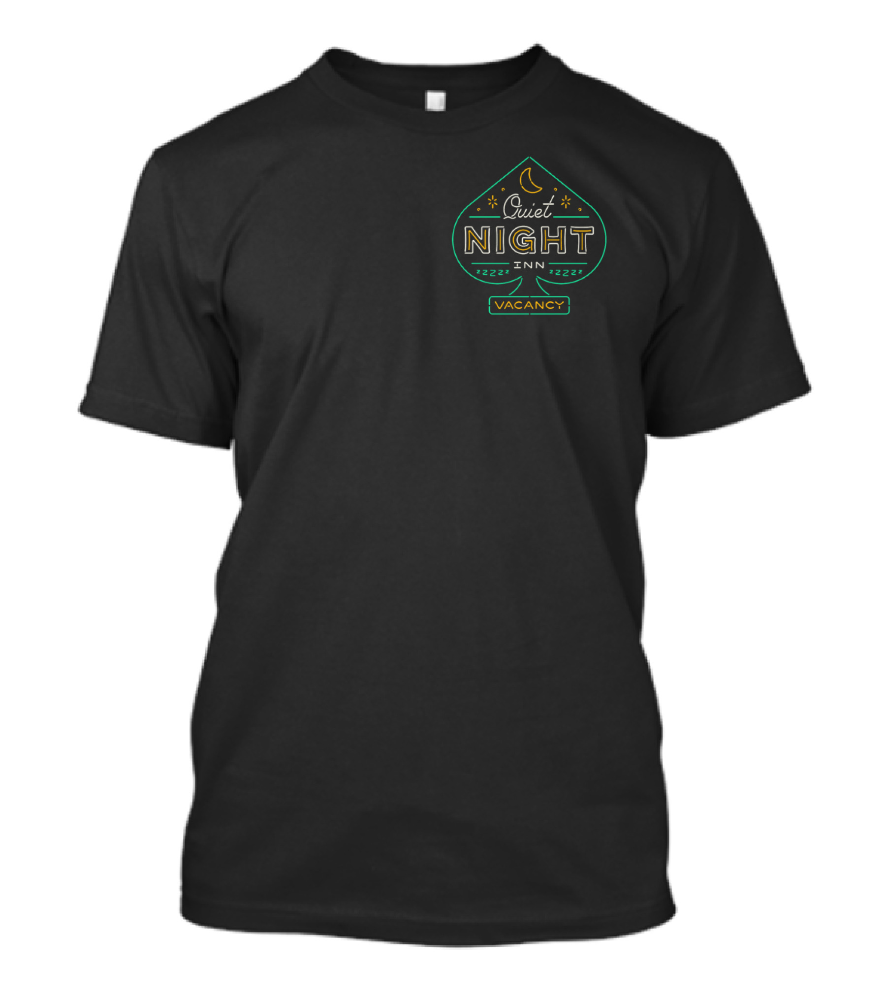 Quiet Night Inn Vacancy With Moon And Stars Spade T-Shirt