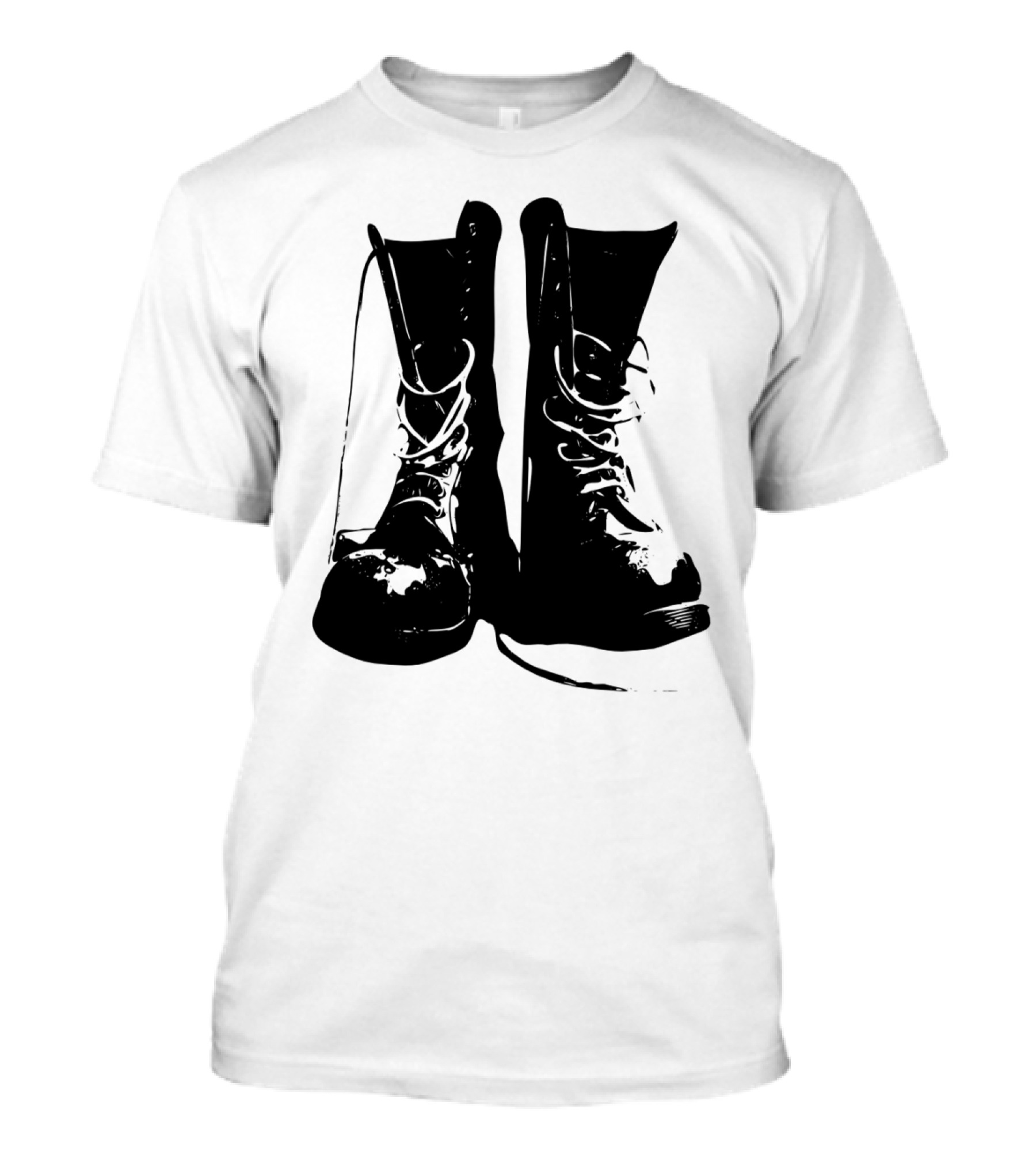 Punk Rock Combat Boots Graphic Symbolizing Bold Rebellion T-Shirt