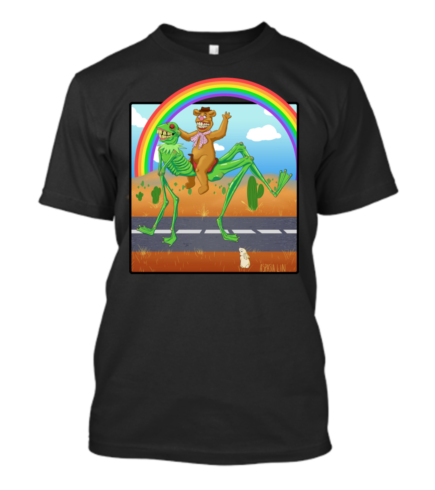 KermStupid Rainbow Cowboy Adventure In Cactus Desert By Aspasia Lin T-Shirt
