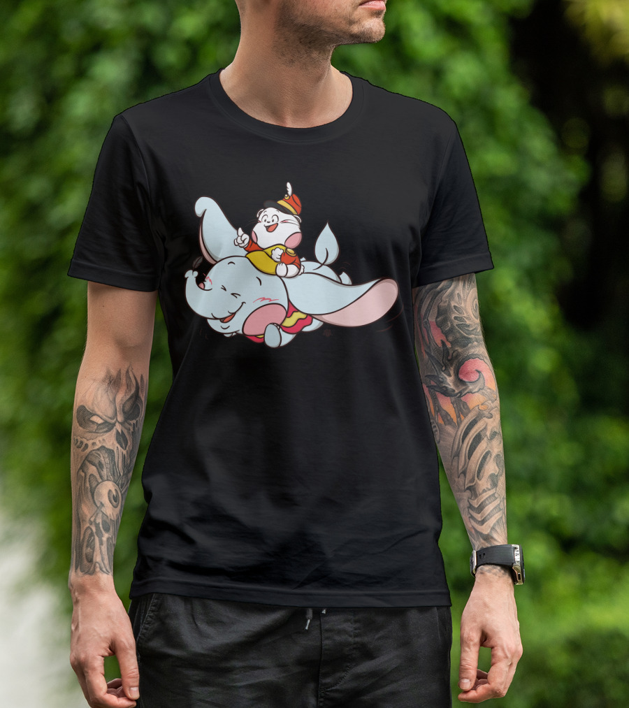Adventures Of A Flying Elephant With Cheerful Mouse Companion T-Shirt