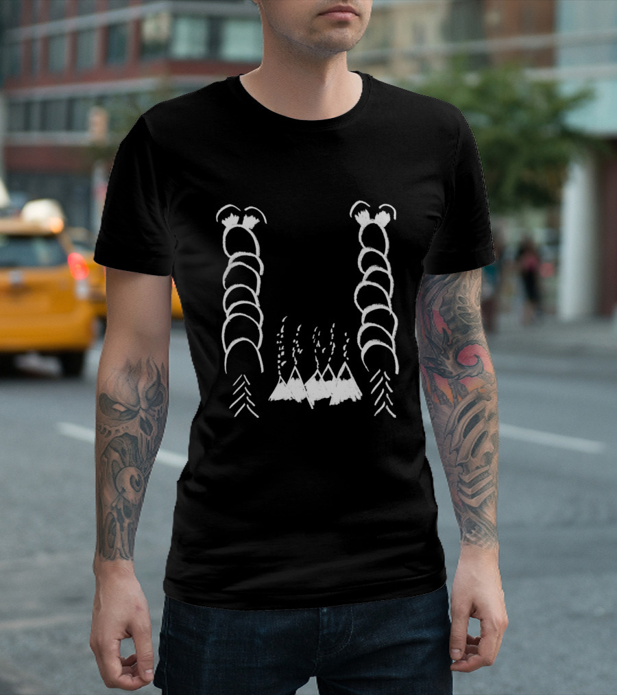 Glow Worms Inverted With White Chalk Outline Volcano Shapes T-Shirt