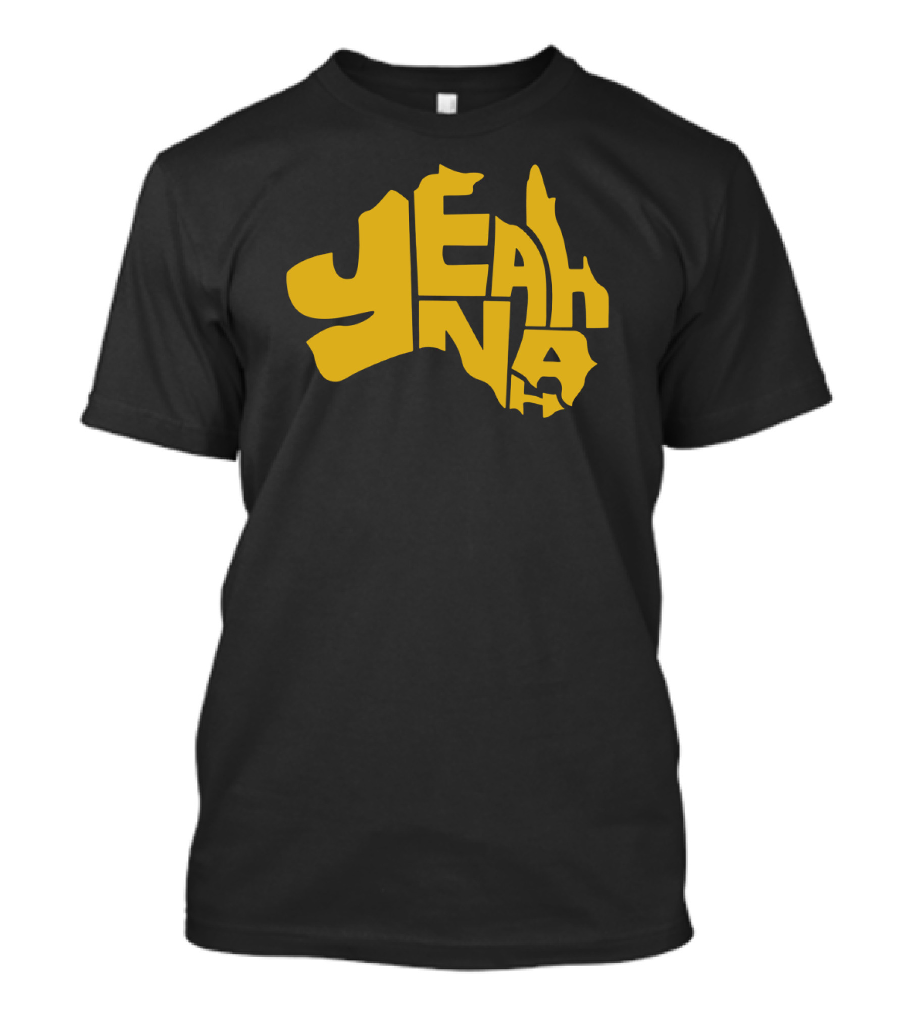 Yeah Nah Australia Map Shape Text Bold Yellow T-Shirt
