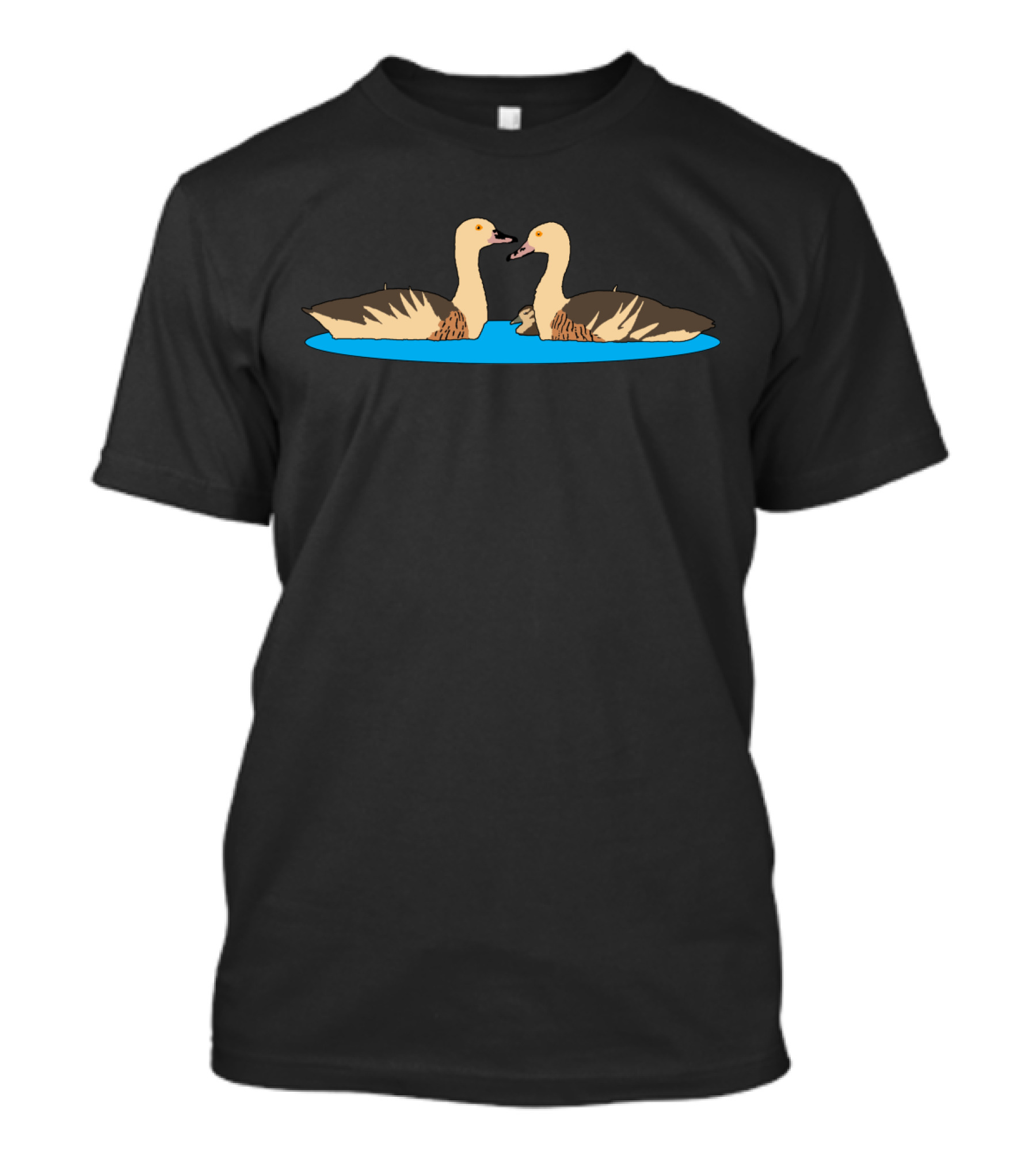 Plumed Whistling Duck Pair On Water With Symmetrical Reflection T-Shirt