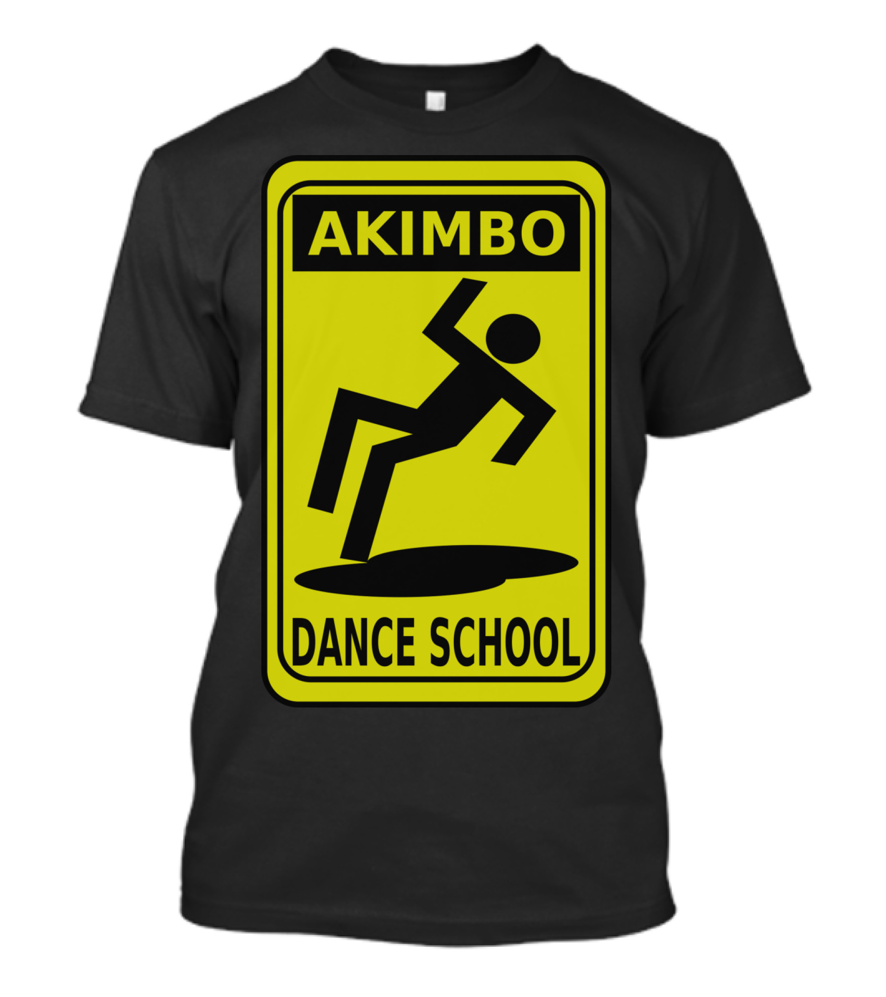 Akimbo Dance School Caution Sign Style Black T-Shirt