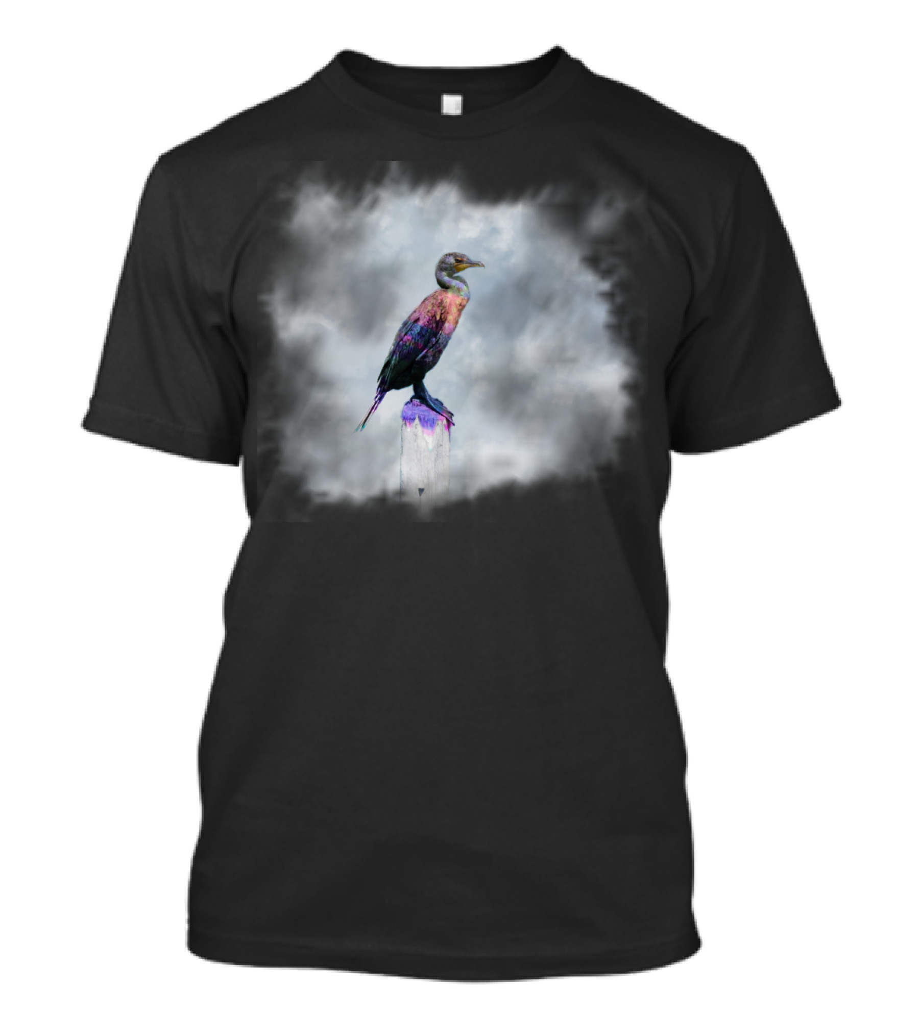 Neotropic Cormorant Perched Amidst Stormy Skies T-Shirt