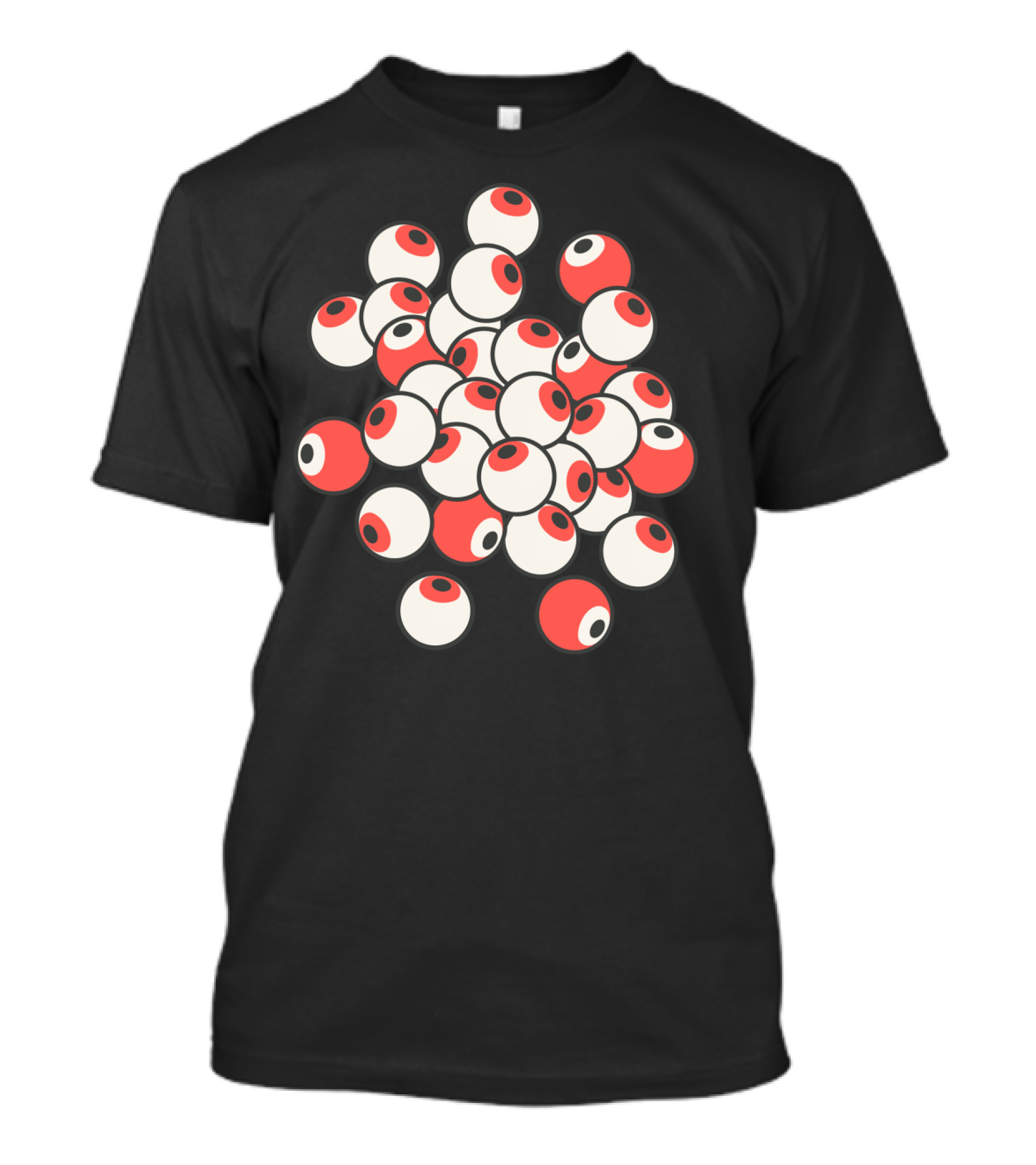 All Eyes On You Red And White Eyeballs On Black Background Vibrant Visuals T-Shirt
