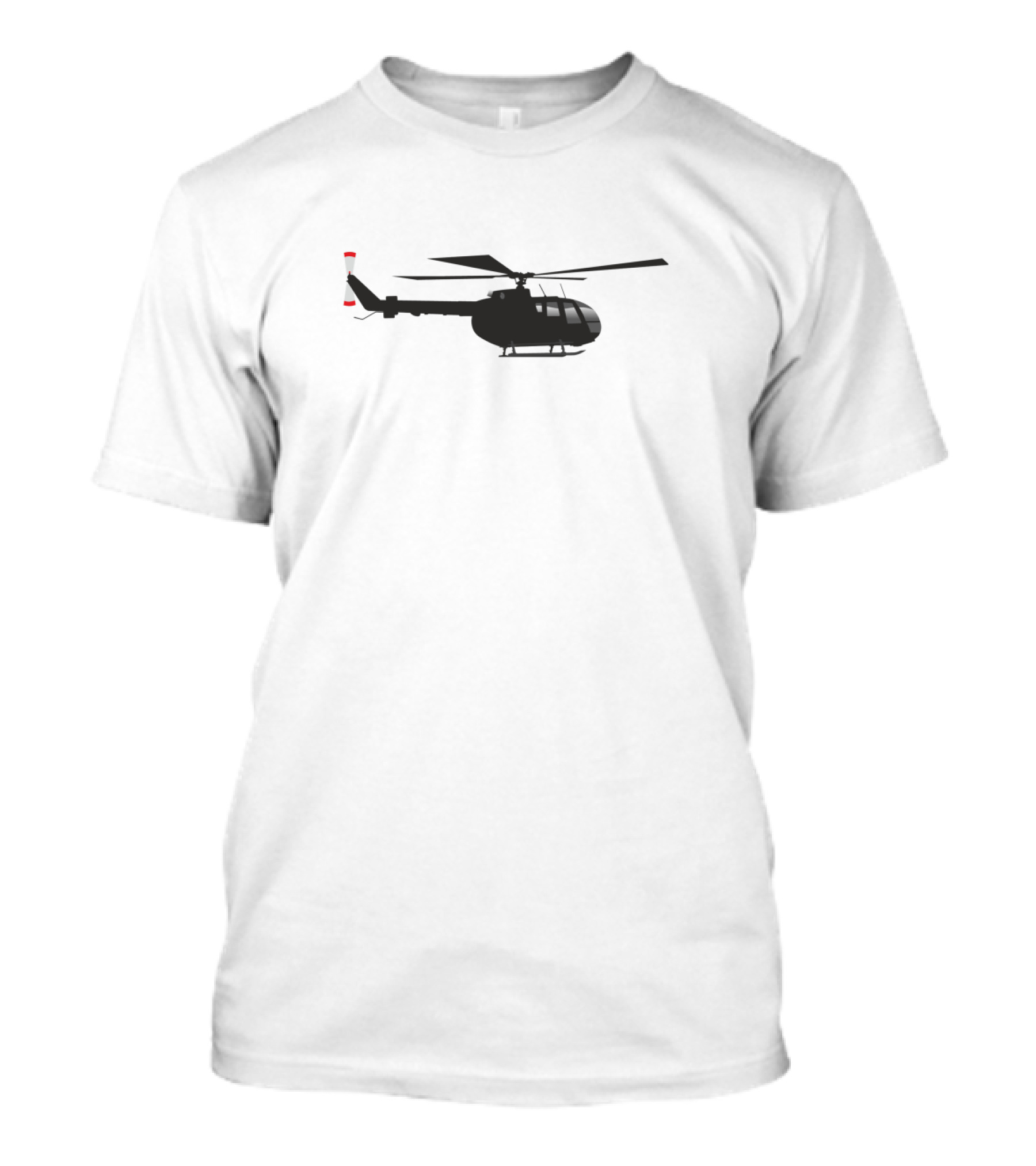 Black German Helicopter Bo105 Night Silhouette With Red And White Tail Rotor T-Shirt